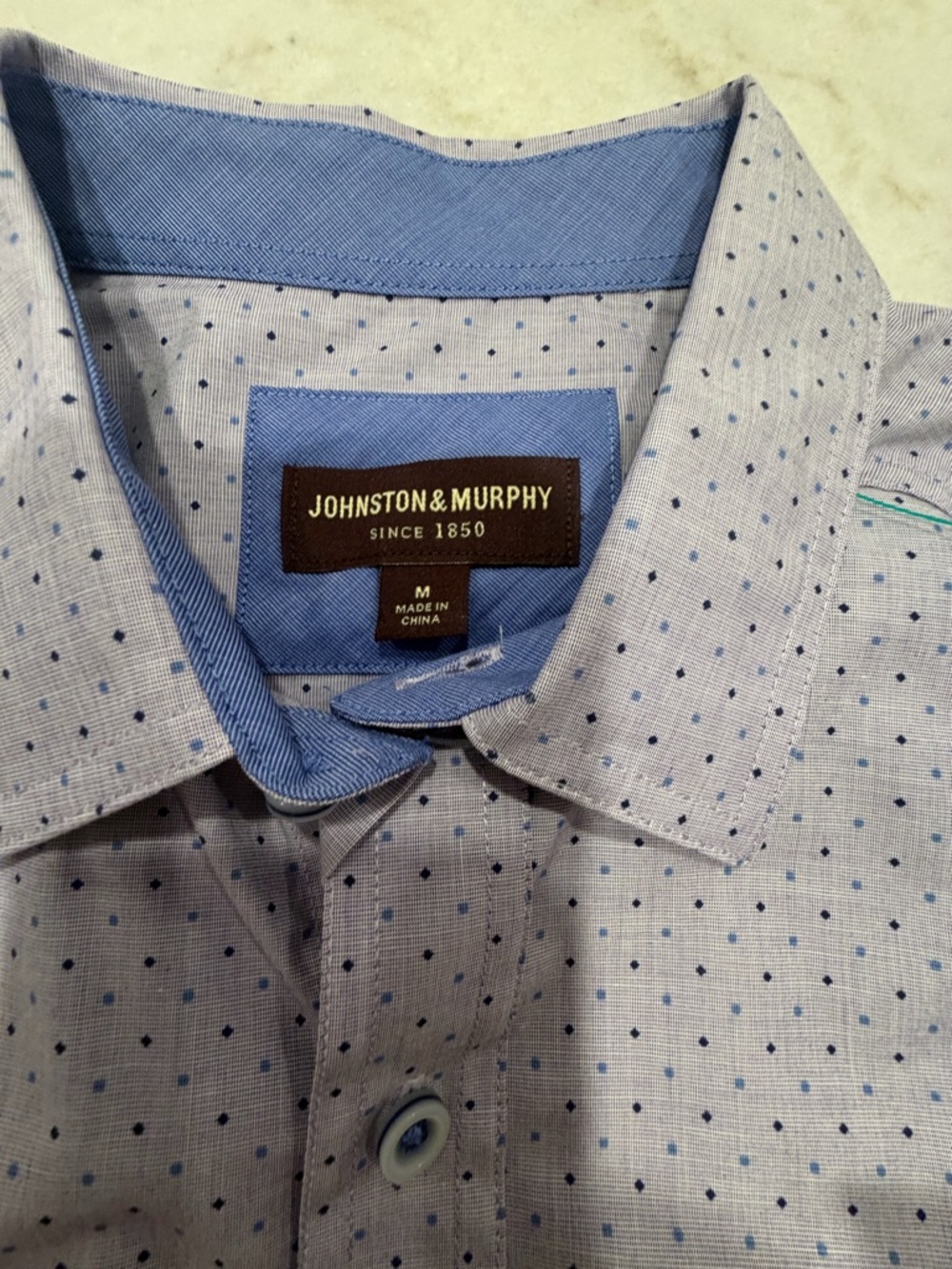 JOHNSTON AND MURPHY Men's Short-Sleeve Shirt -lavender print! M - Picture 4 of 7